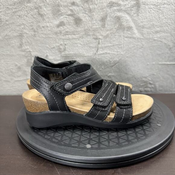 Clarks Calenne Clara Womens Size 5M Black Slingback Wedge Comfort Sandals - Picture 1 of 10